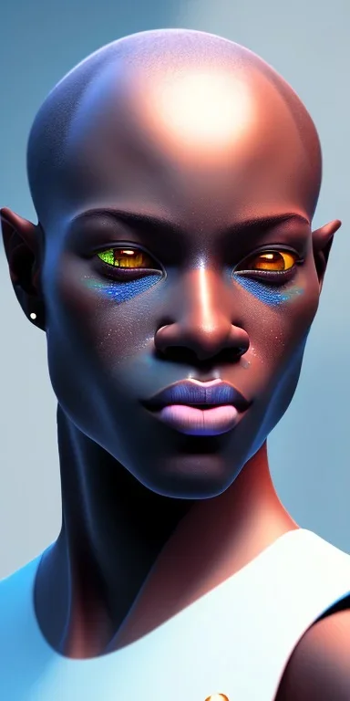 portrait of a darkskin avatar,underlighted, low contrast, bright gradients, high definition, 3d icon clay render, blender 3d