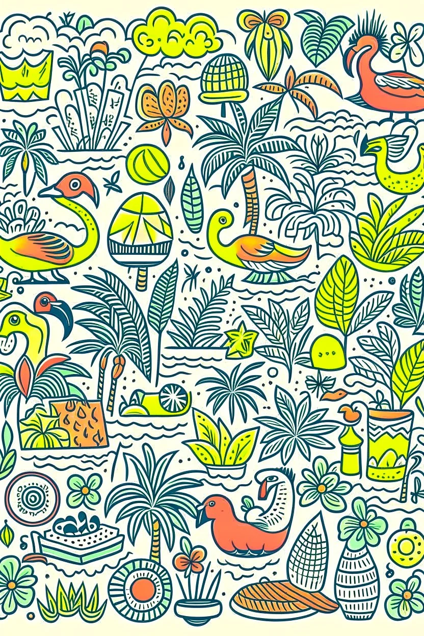 RETRO TROPICAL DOODLES