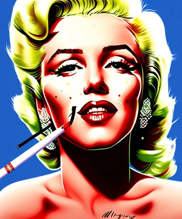 Marilyn Monroe, in full growth, smokes a cigarette, photorealistic, 8k