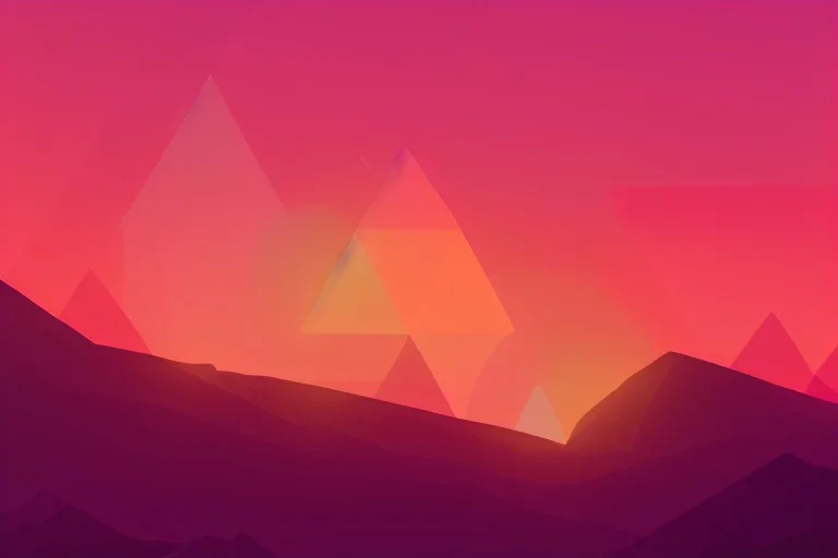 orange triangles, pink triangles, sunrise, painting