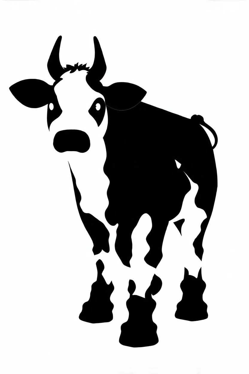 punk rock cow, black and white vector