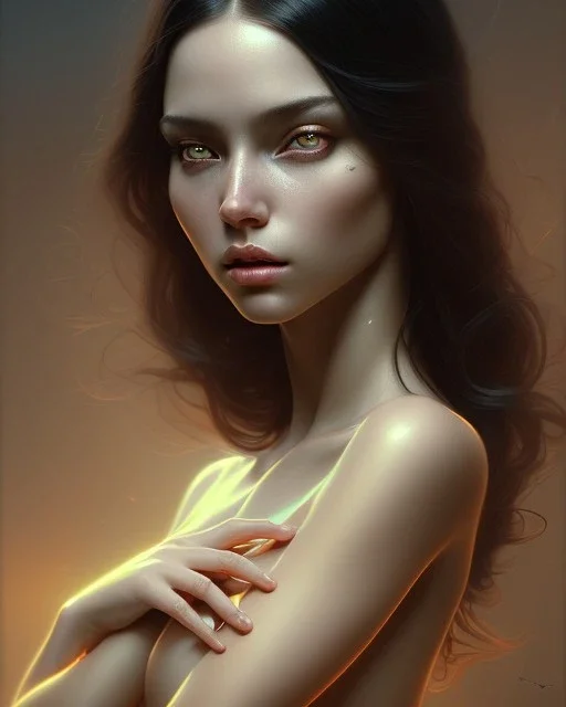 porno actress, beautiful, black hair, straight hair، black eyes, head and shoulders portrait, cinematic, 8k, resolution concept art portrait by Greg Rutkowski, Artgerm, WLOP, Alphonse Mucha dynamic lighting hyperdetailed intricately detailed,diamond jewelry ,golden hour,flower goddess