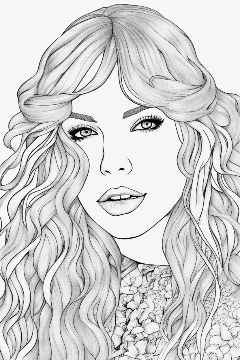 coloring pages of taylor swift for adults, Designs Black and white, No Shading