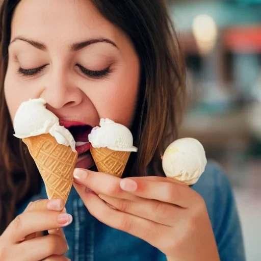 Woman eating ice cream