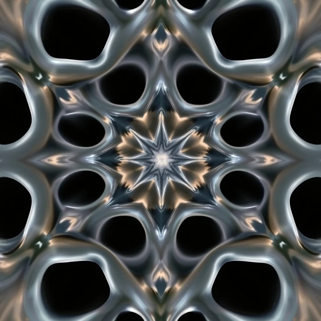 Mesmerizing abstract visual, recursive Symmetrical 3d structure of flowing translucent shapes, centered, soft aesthetic, negetive space.galaxsy background