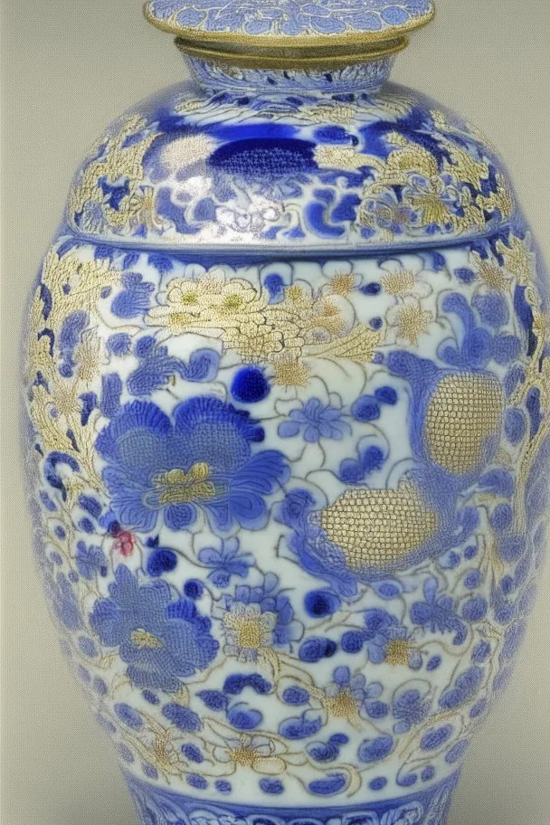 intricate jar with different holes and baroque flowers by ming dynasty, insanely detailed, complementary colors fine details