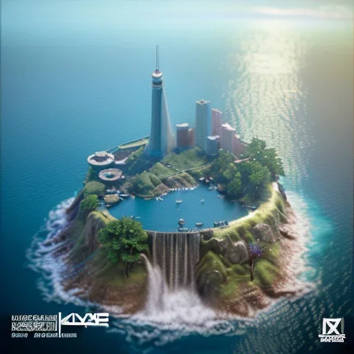 The Isometric Glass Tall Box Mini Model Little Real Island shape smooth Mixed Water Fall Under Ocean Sunshine Summer Background Blue Sea, The Last Of Us / Avatar, Octane Render / ZBrush, Cinematic, IMAX Film, Nikon D750, 16K, Autostereoscopy, Anthropomorphic, Golden Ratio, Geometry, Symmetric, Depth Of Field, Highly Detailed, Ultra Realistic, Beautiful Lighting, Halfrear Lighting, Soft Light, Candoluminescence, Cast Shadow, Reflective, Glow, Translucent, Normal Map, Carbonated --testp