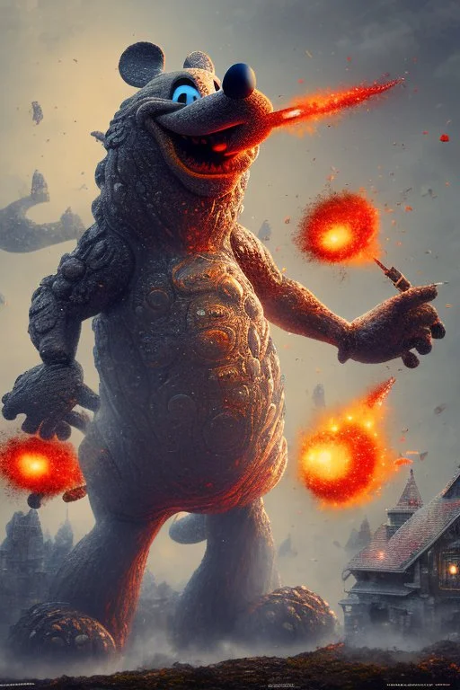 MICKEY MOUSE AS GODZILLA DESTROYING BUILDINGS IN SOUTH AFFRICA