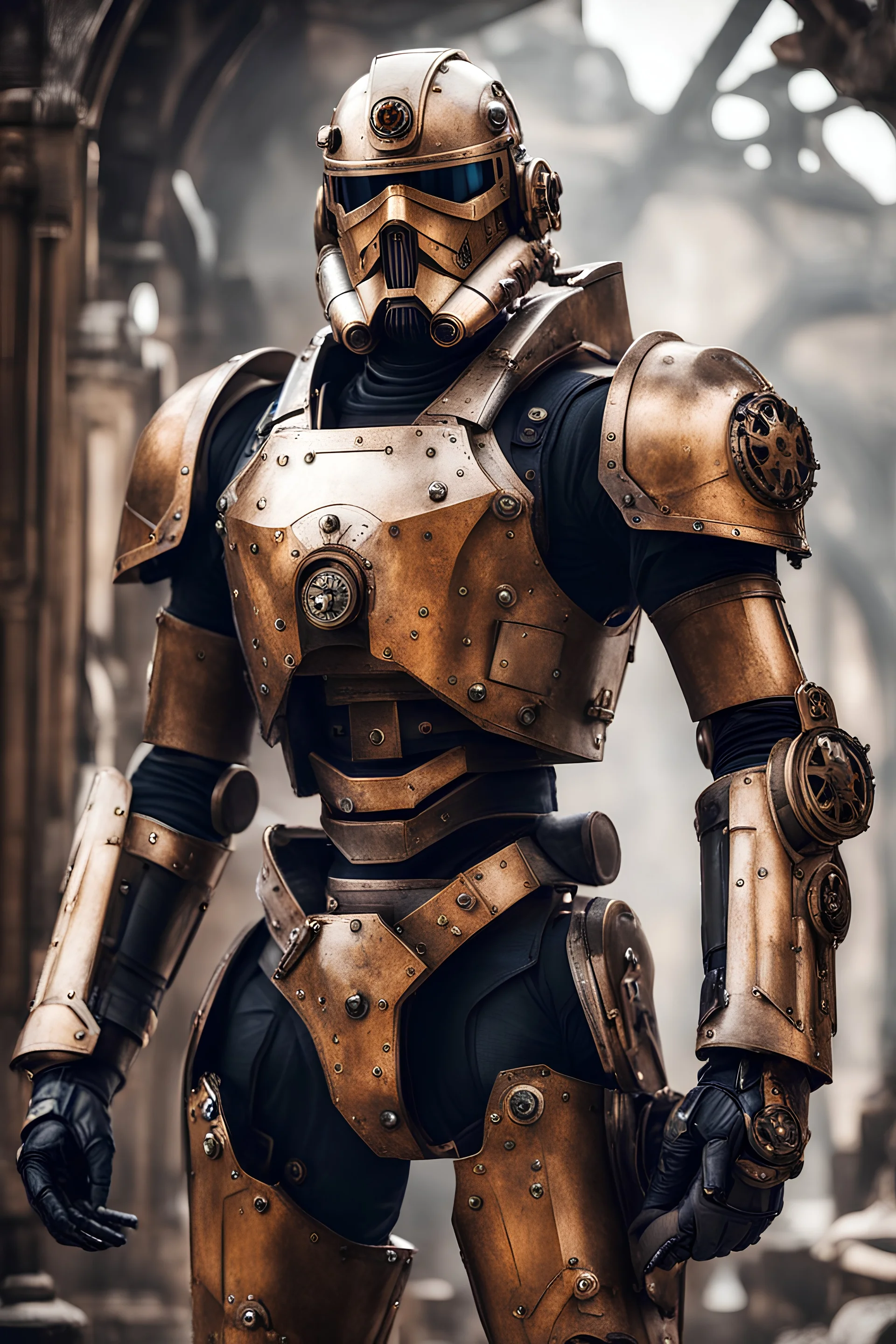 Front view Photography Realistic HD Natural Beauty Steampunk classic mecha man as troopers