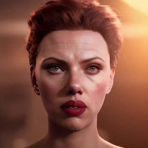 Scarlett Johansson as evil queen in black leather gown, cleavage, angry, stern look unreal 5, octane render,cinema4d, dynamic lighting, dramatic lighting, 4k, redshift render, highly detailed, hyper realistic, in space