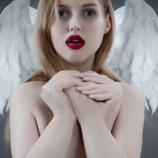 Pale white angel covered in mouths