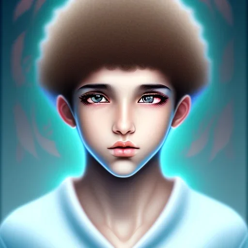 beautiful 12 year old arabic boy with curly hair and light blue eyes