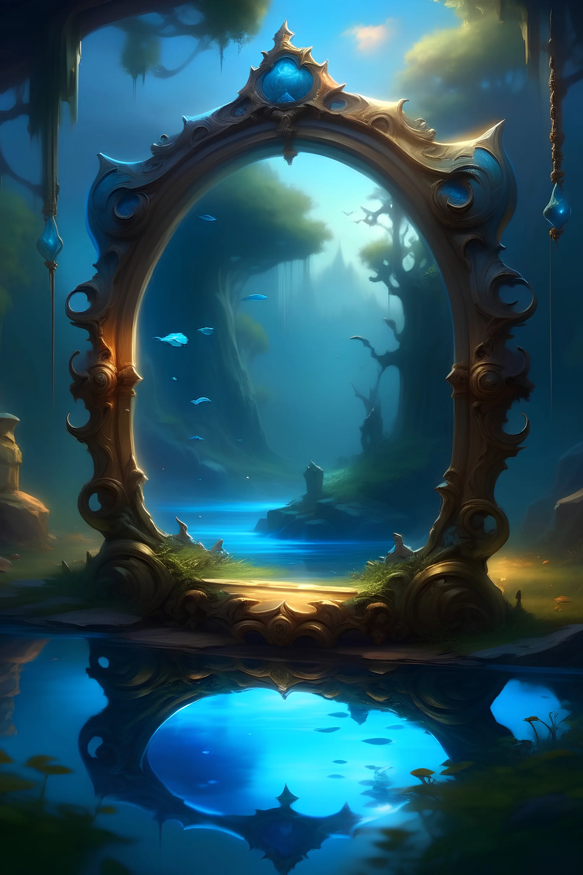 fantasy concept art floating magic mirror