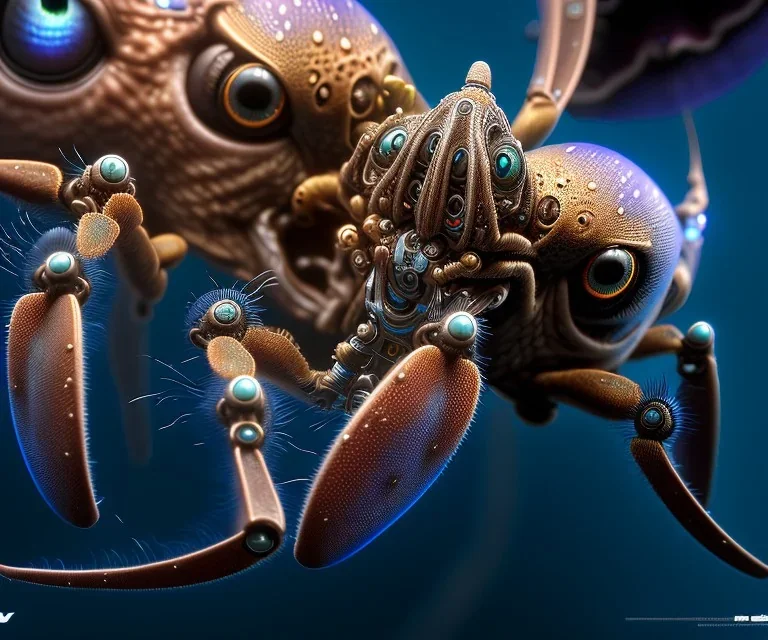 A beautiful capture of a biomechanical spider fruitbat squid hybrid, high key lighting, volumetric light, INSANE detail, robotic, cyberpunk, retrofuturism, vray, 8k 3d, biopunk, bio-organic surrealism, highly detailed matte painting, telephoto lens, smooth, perfect, earth orbit, designed by Davinci