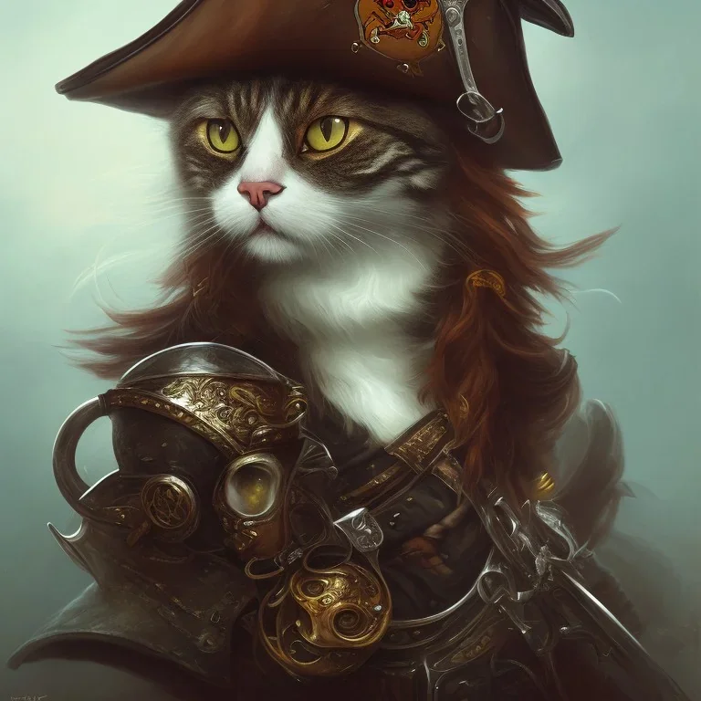 Portrait of a pirate cat by seb mckinnon