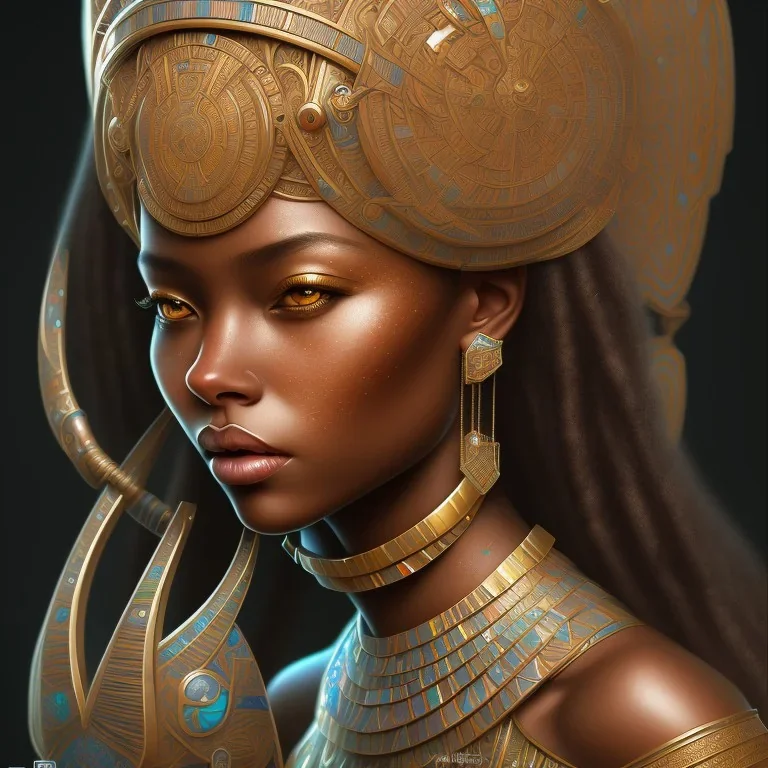 sango fantasy, fantasy magic, intricate, sharp focus, illustration, highly detailed, digital painting, concept art, matte, masterpiece head sexy African beauty black afro hair earth lady bronze African huts Egyptian princess