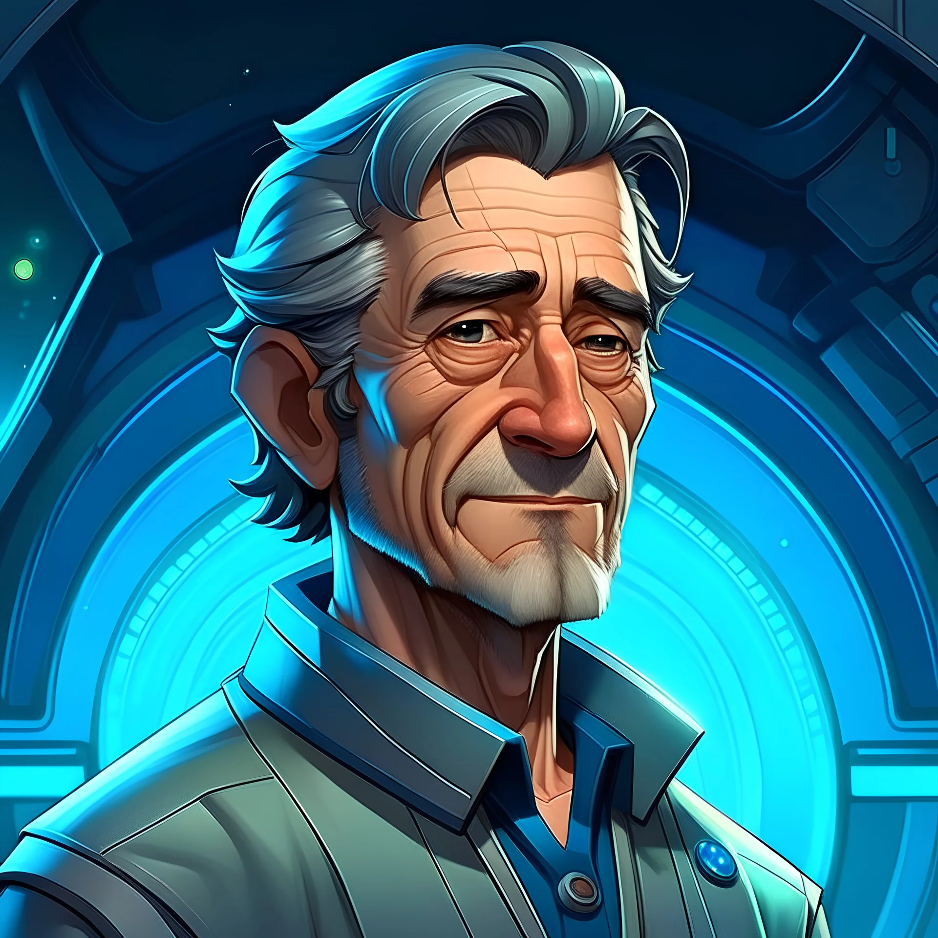 high quality disney style science fiction middle aged character portrait