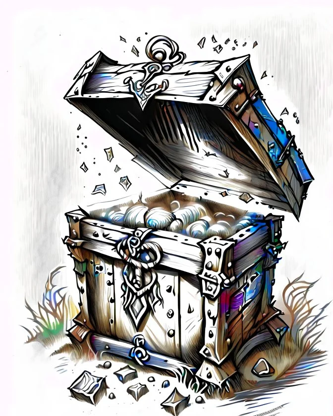 mimic treasure chest rpg art black and white sketch