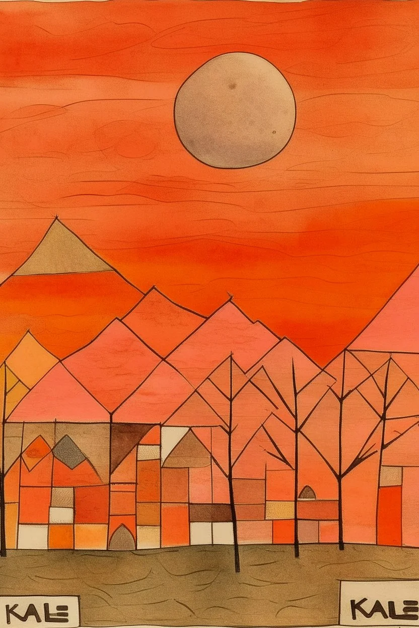 A light rosy orange colored Karoo with moles painted by Paul Klee