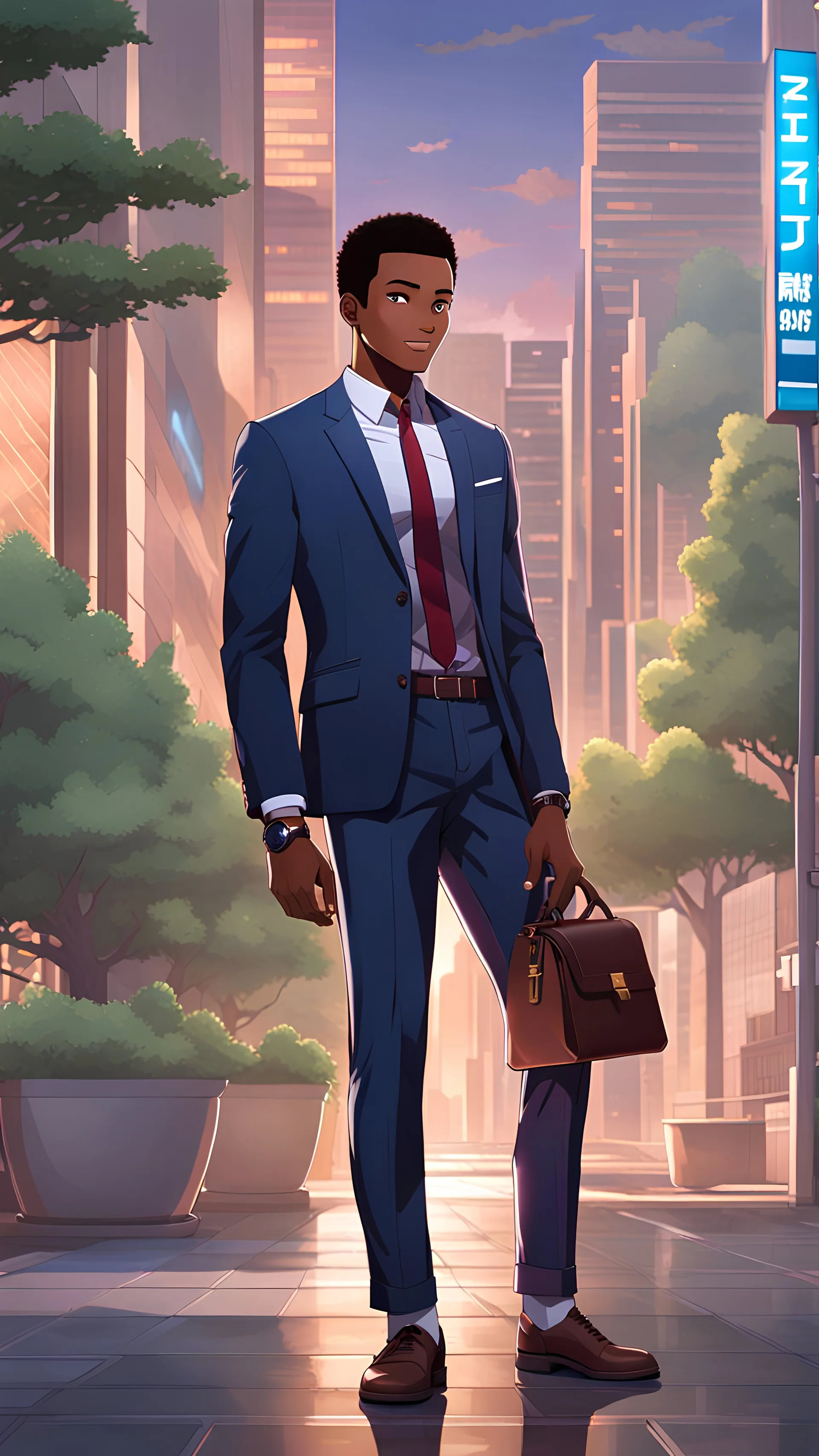 twenty year old black gUY with short hairs, with a jacket and business style, full body, suit and pants, from head to toe, best quality, digital painting, 4k, sharp focus, intricate texture, skin imperfections, blank background. , interactive novel style,bokeh, professional, anime clean drawing,Your Name, 4k, highly detailed, clear lighting,