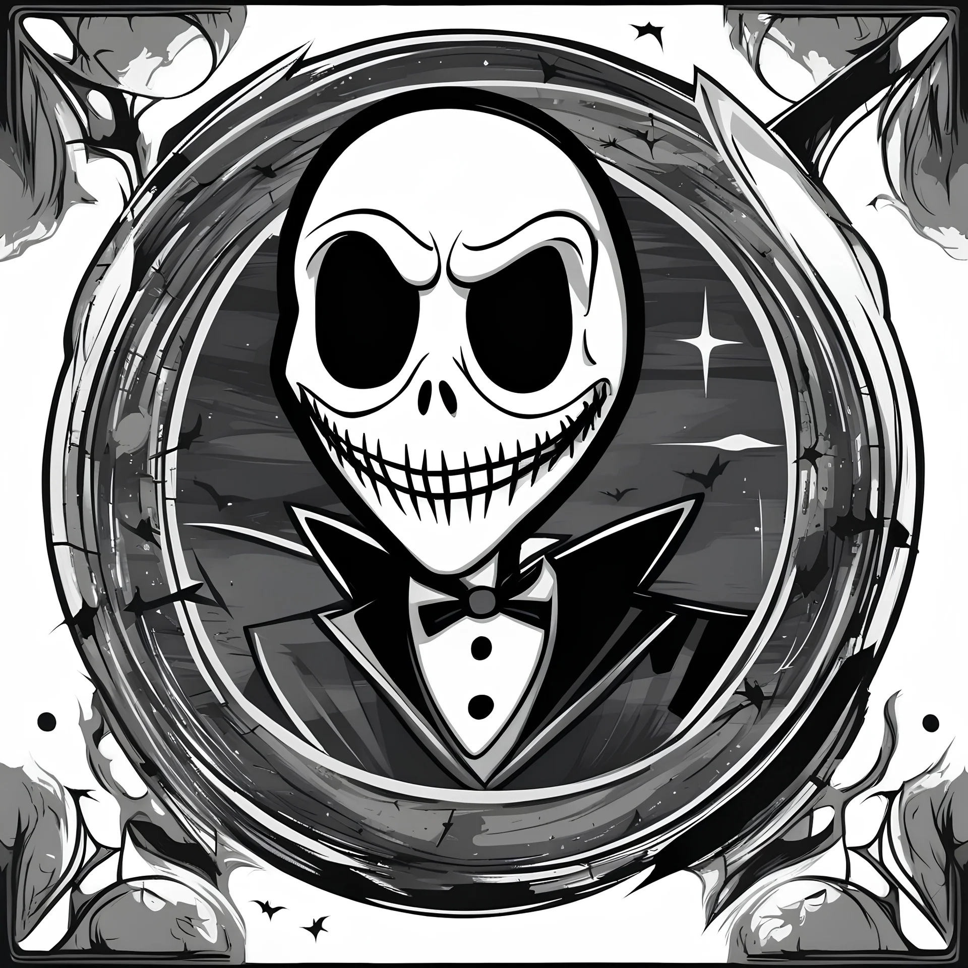 A jack skellington, sticker design, cartoon, anime, fantasy, pro vector, white Background