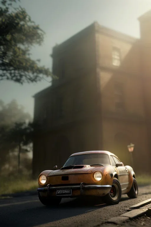 photo of a ultra realistic car, dramatic light, pale sunrise, cinematic lighting, battered, low angle, trending on artstation, 4k, hyper realistic, focused, extreme details, unreal engine 5, cinematic, masterpiece, art by studio ghibli, intricate artwork by john william turner