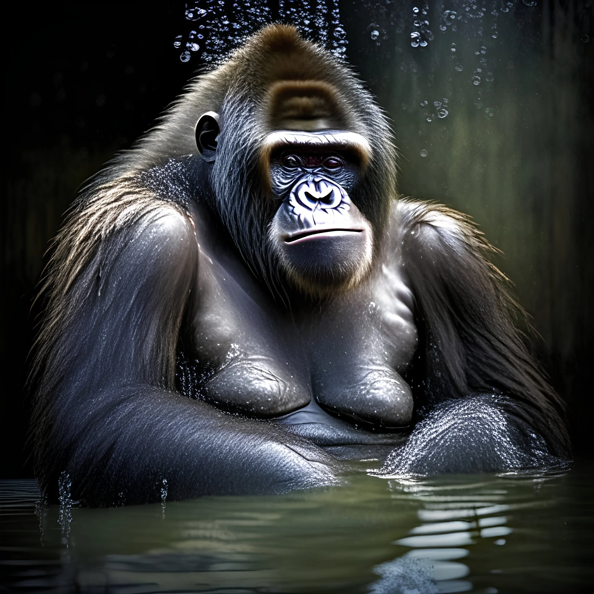 Bathing gorilla