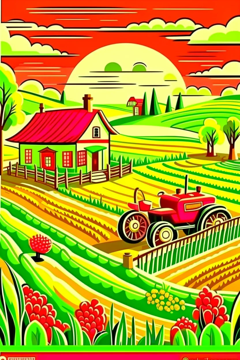 hand painted modern farming cartoon poster