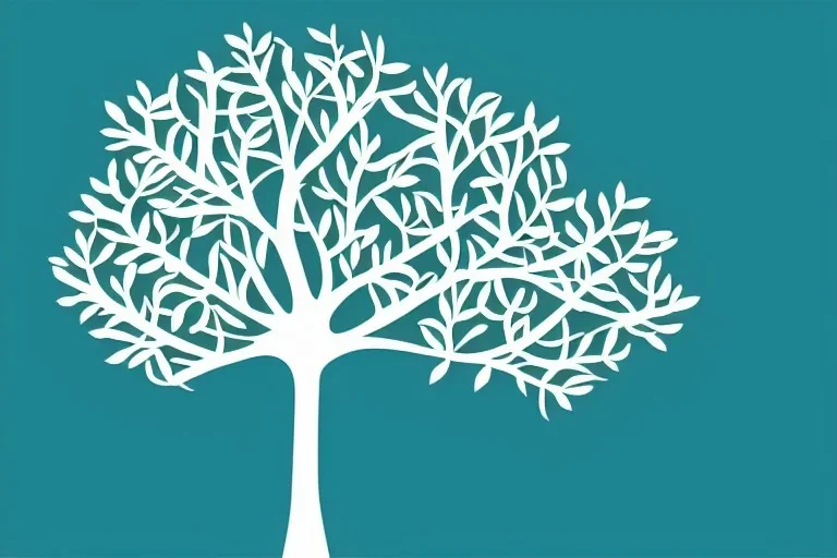 Vector tree illustration white background die cut