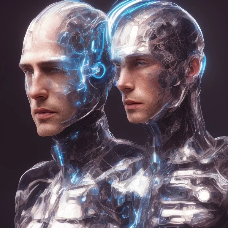 cyberblue, head, man, portrai, tron