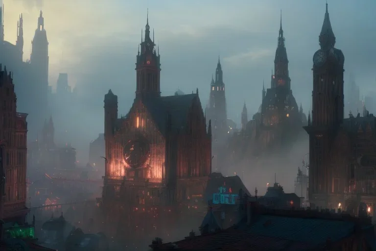 Bruge+billboards+Gothic Metropolis + BioShock+Dishonored+Bloodborne +trieste+Edinburgh+Chicago+victorian London+decòpunk Skyscraper+ +steampunk+biopunk+alphonse mucha, greg rutkowski, matte painting, cryengine, hyper detailed, felix kelly, fantasy art, seb mckinnon