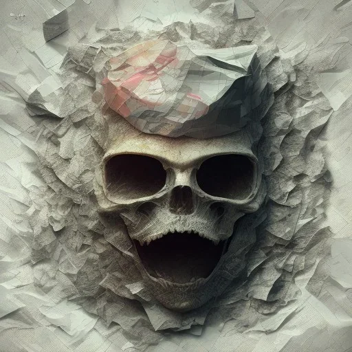 rendered in blender trash bag on his head and crumpled paper as a texture, collage paper and tape, slit - scan photography, high resolution, cinematic, unreal 6, breathtaking detailed