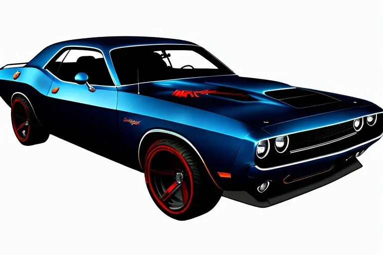 Full shot sketch of dodge challenger hellcat