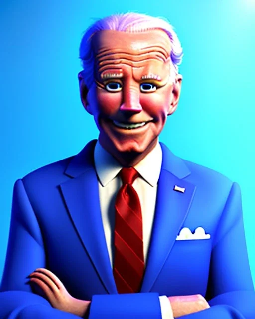 Waist up Portrait, joe Biden as muppet Sesame Street, Blue suit retro style, photo studio, city background, unreal engine 5, concept art, art station, god lights, ray tracing, RTX, lumen lighting, ultra detail, volumetric lighting, 3d.