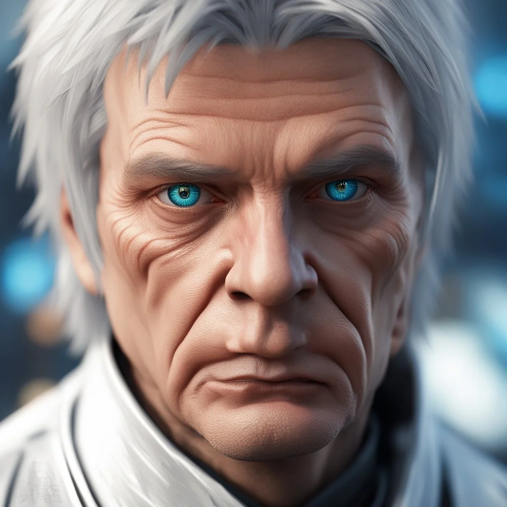 david icke as cyperpunk witchhunter with dark blue eyes and scars,bokeh like f/0.8, tilt-shift lens 8k, high detail, smooth render, down-light, unreal engine,bokeh like f/0.8, tilt-shift lens 8k, high detail, smooth render, down-light, unreal engine