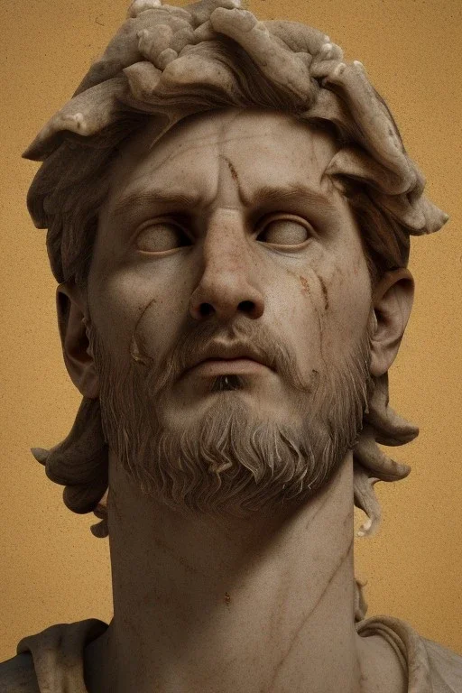 Realistic image, Roman sculpture made in marble with gold veins, Lionel messi, gold laurel leaves crown, waist up portrait,marble material, gold ornaments, Renaissance style, sun rays background, epic, celestial, cinematic lighting, God lights, 4k resolution, smooth details, soft lighting, unreal engine 5, art station, substance 3d.