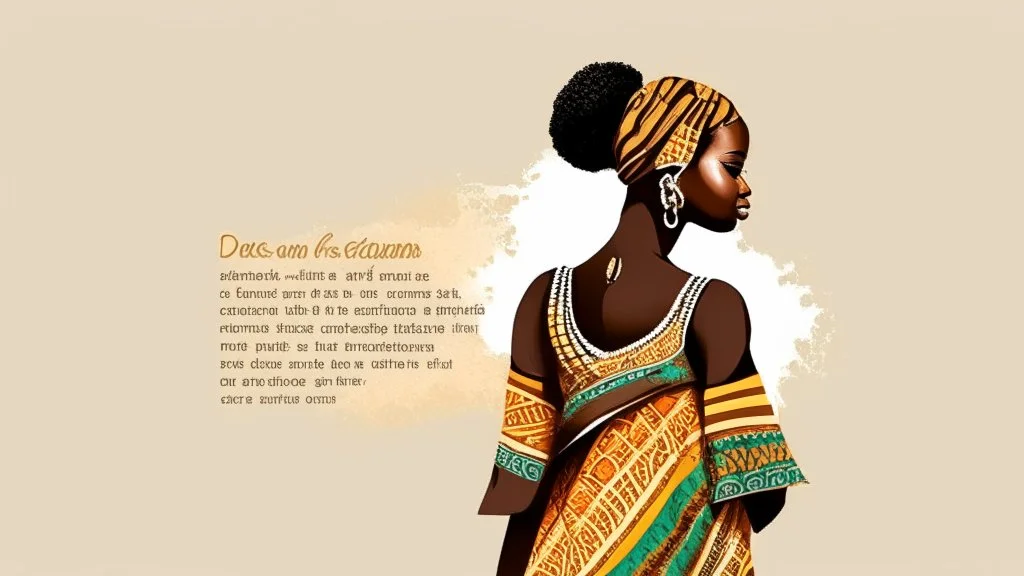 Logo, design, African woman, oil painting, graphic, drawing, without facial features, white background, traditional clothing, cartoon, no features Inscriptions in the background