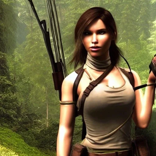 lara croft with crossbow