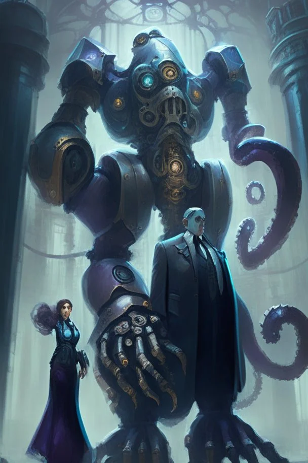 Agatha and Kasparov stood side by side, united in their pursuit of justice and the restoration of balance. The colossal octopus-robot, now blessed with Agatha's invocation, became a symbol of their shared resolve. It stood as a guardian, a champion against the encroaching darkness that threatened to consume their world.