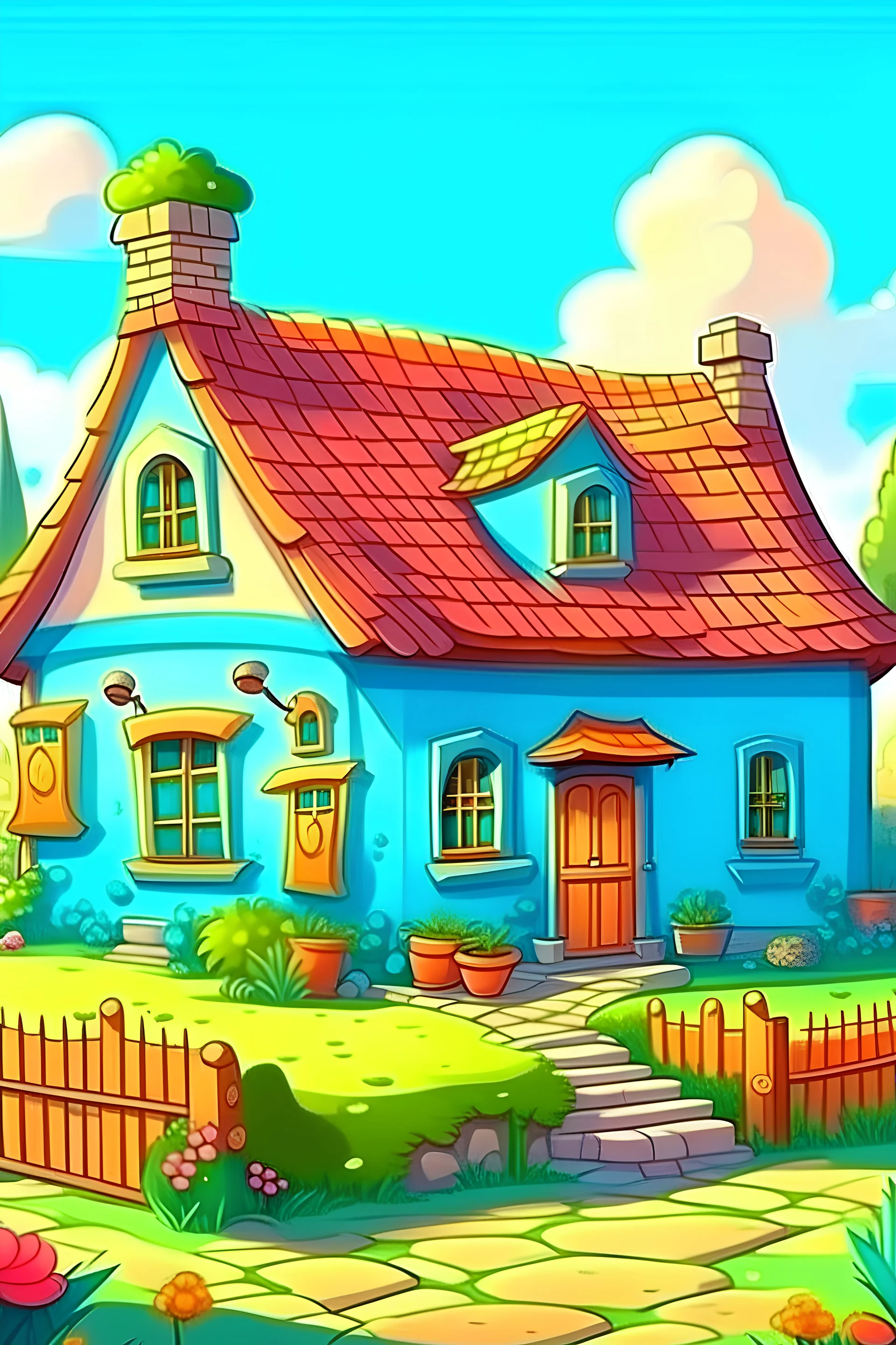 rumah asri di desa kartun