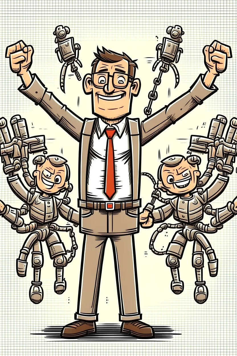 a happy boss with many arms