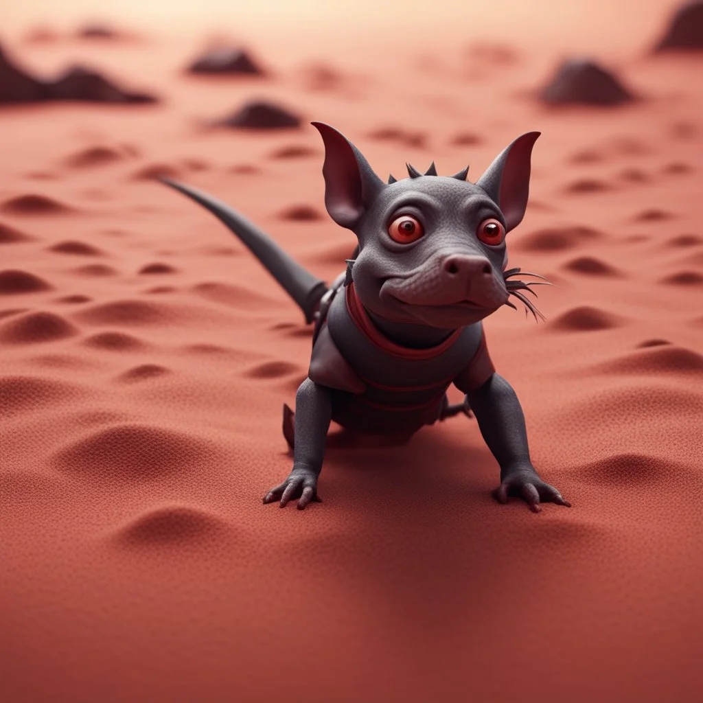 pen outline, in the style of Escher, bat bug female ninja dog rat hippo witch on the red sand beach ,bokeh like f/0.8, tilt-shift lens 8k, high detail, smooth render, down-light, unreal engine