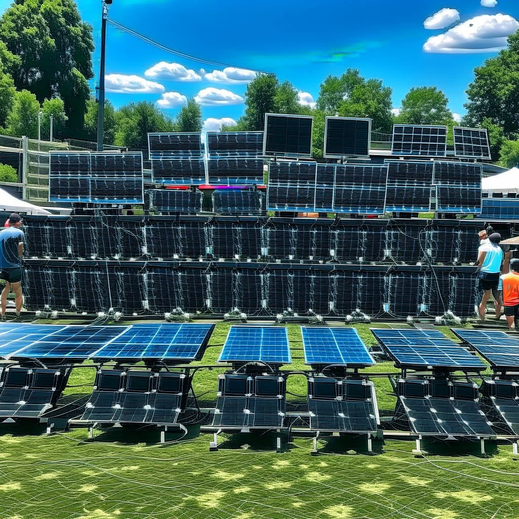 some solar panels in a music festival