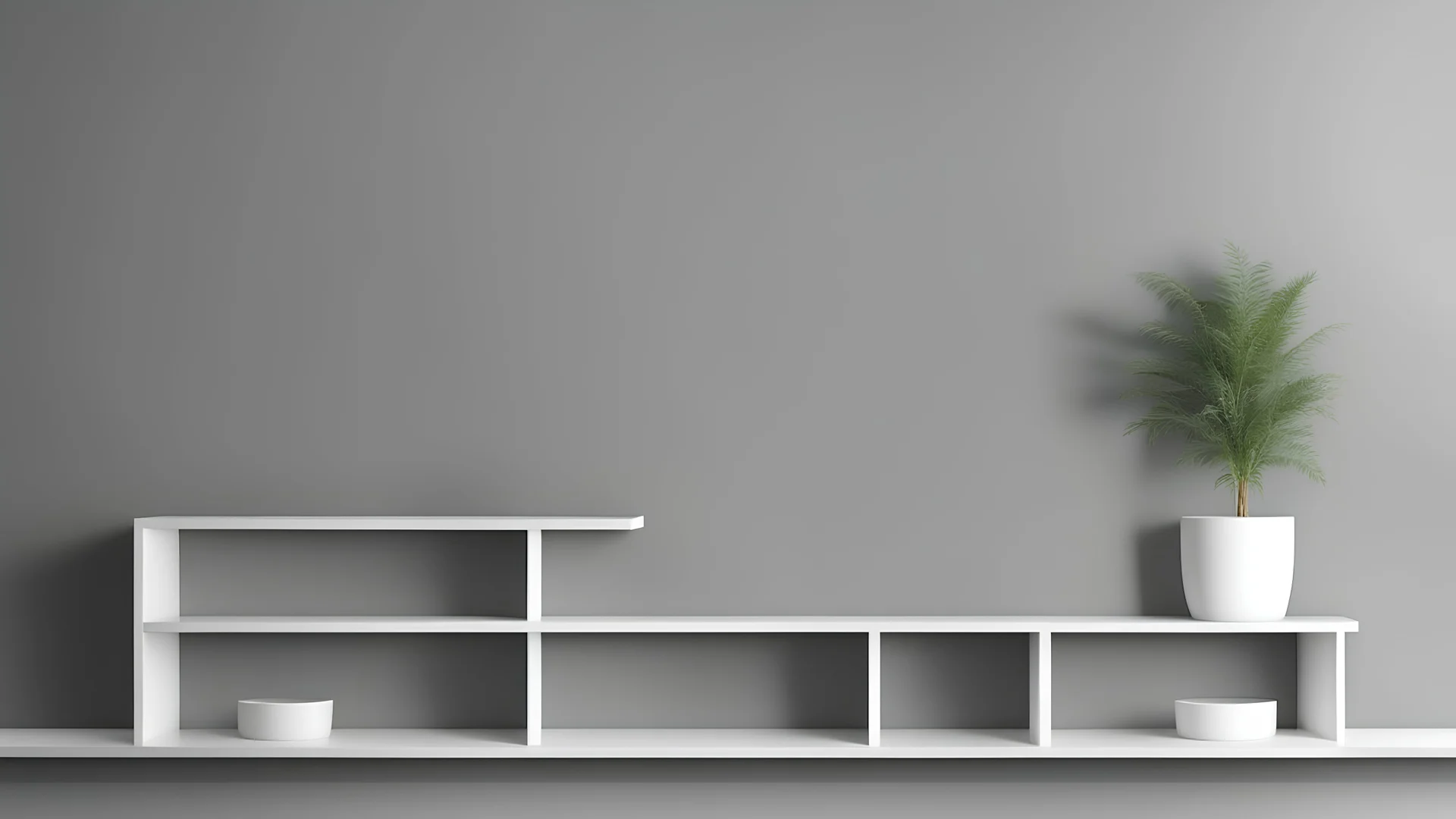 Empty white shelf on grey wall background. For display or montage your products. High quality photo