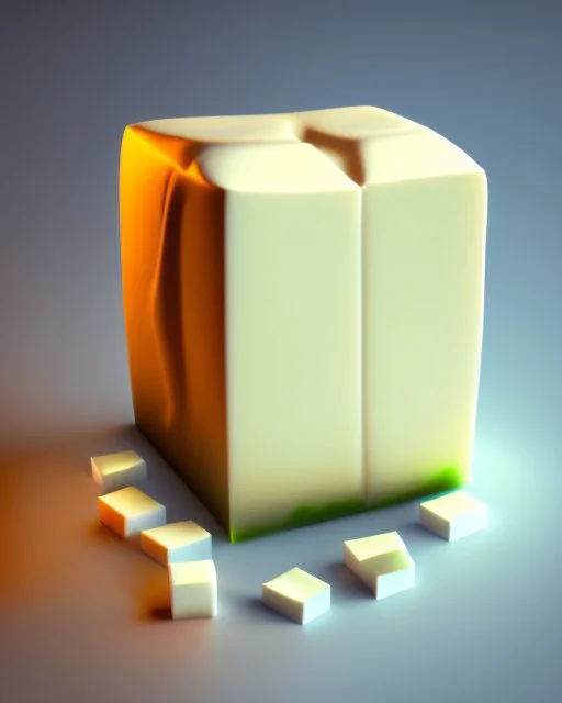 fresh tofu. Realistic photo. HD. Glowing. 3d style