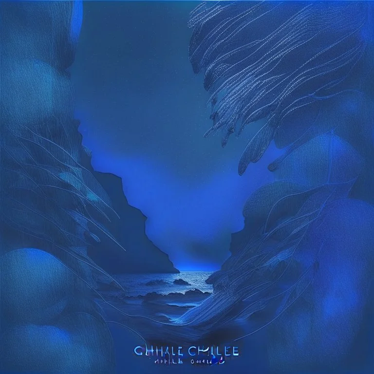 an album cover for ambient chillout music dark blue shades