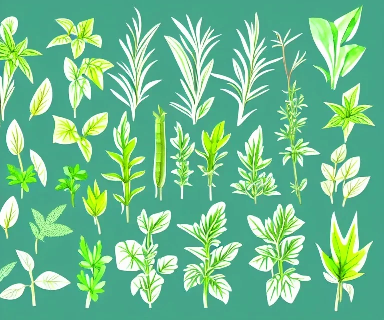 Vector plants and herb set illustration. Watercolor