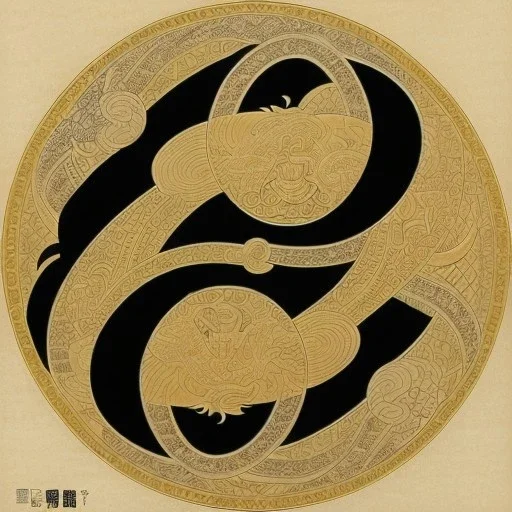 Ukiyo-e,detailed yin and yang symbol,