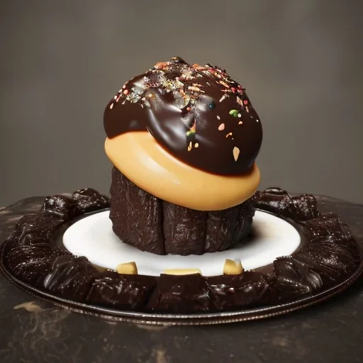 the world's most decadent maximalist dessert, oozing caramel, chocolate maximalism, unreal engine, maximalist dessert