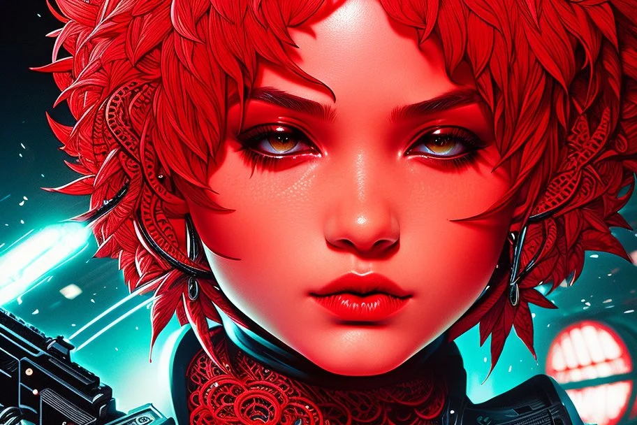 beautiful punk girl, hyper detailed, intricately detailed, illustration by <kilian eng> <Yoji Shinkawa>, darkred tones,